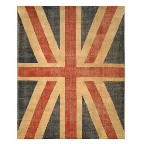 Eorc Ot74rd Hand Knotted Wool Union Jack British Flag Rug 5 X 8 Red