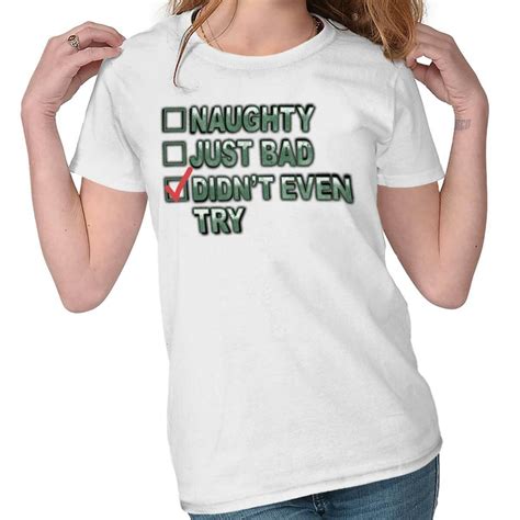 santa claus naughty list didnt try christmas womens short sleeve ladies t shirt ebay