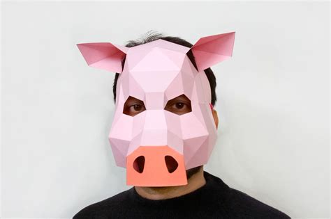 Diy Pig Mask D Papercraft By Paper Amaze Thehungryjpeg