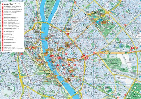 Large Detailed Tourist And Hotels Map Of Budapest City Budapest City Large Detailed Tourist And