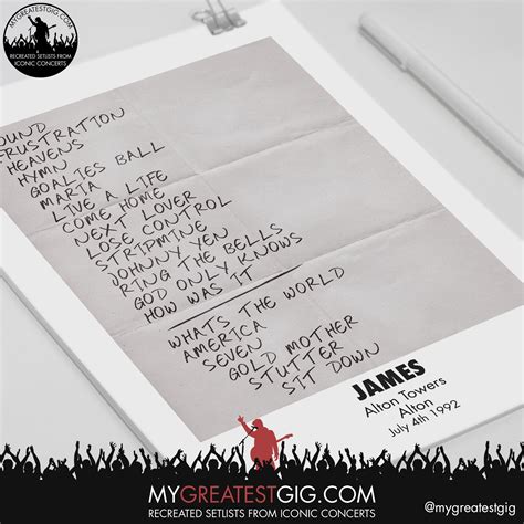 James - Alton Towers - July 4th 1992 Recreated Setlist Poster – My