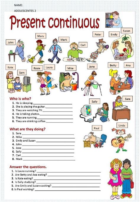 Present Simple Vs Present Continuous Ficha Interactiva Palabras Con B