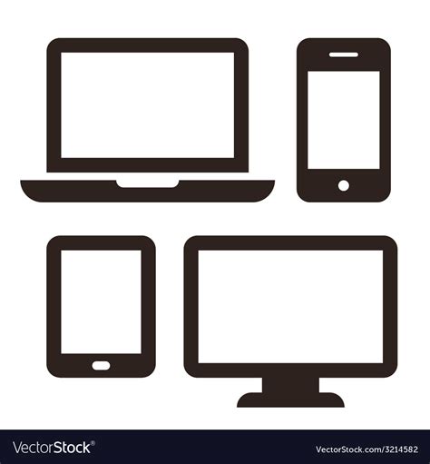 Laptop Mobile Phone Tablet And Monitor Icon Set Vector Image