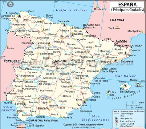 Ciudades De España Mapa De España Ciudades