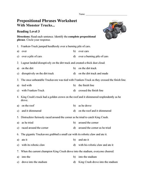 Prepositional Phrases Worksheet 1 Reading Level 3 Preview — db-excel.com