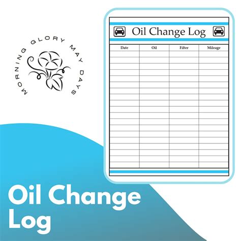 Printable Oil Change Log Etsy