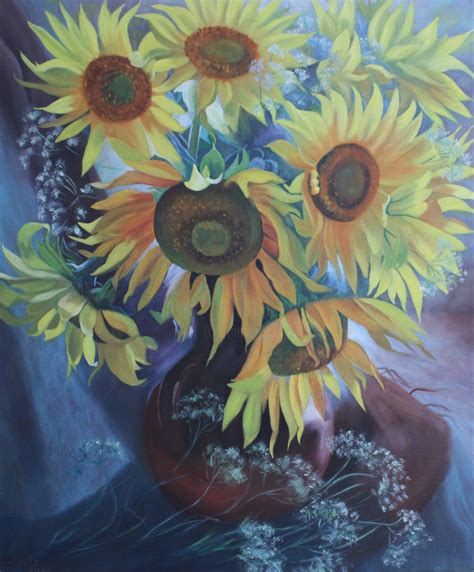 Sunflowers In A Vase Painting By Elena Zaytseva Artmajeur