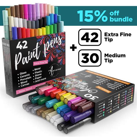 72 Acrylic Artistro Paint Pens 42 Extra Fine Tip Markers Etsy