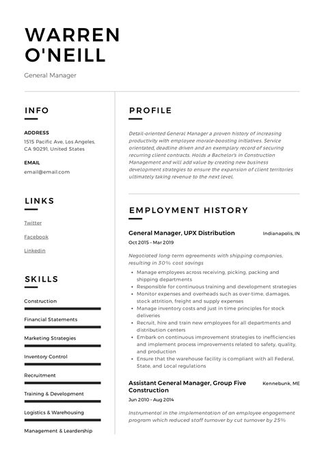 Are you an administrative assistant looking for resume inspiration? General Manager Resume & Writing Guide | +12 Resume ...