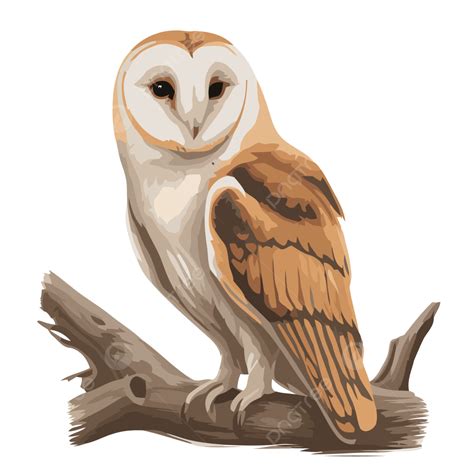 Barn Owl Vector Sticker Clipart Barn Owl Is Sitting On A Branch With