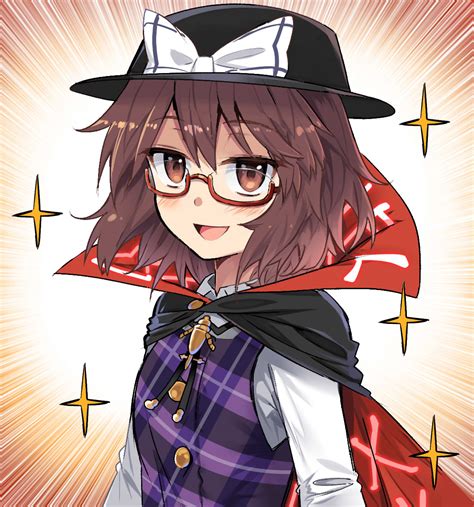 Safebooru 1girl D Black Cape Black Hat Blush Bow Brown Eyes Brown Hair Cape Commentary