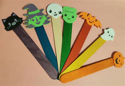 Halloween Popsicle Stick Puppets Set Includes 7 Puppets Etsy Uk
