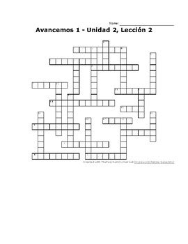 While our crossword puzzles are certain to improve spelling and vocabulary. Avancemos 1, Unit 2 Lesson 2 (2-2) Crossword Puzzle by ...