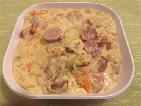 Add the kielbasa and cook until browned, 6 to 8 minutes. Creamy Cabbage & Kielbasa #cabbage #kielbasa #dinner #recipes | Kielbasa, Recipes, Kielbasa recipes
