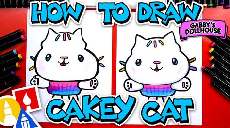 How To Draw Cakey Cat From Gabbys Dollhouse Art For Kids Hub