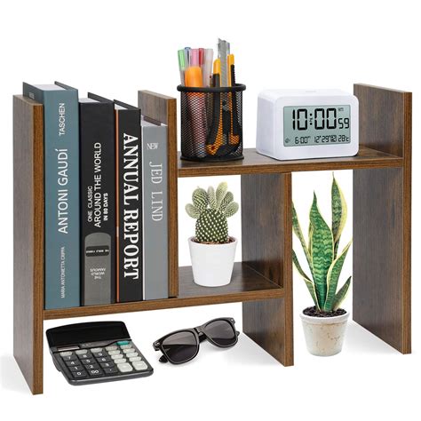 Buy Hossejoy Desktop Organiser Office Storage Rack Adjustable Wood Desk