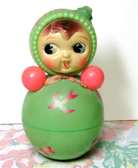 sweet vintage celluloid chiming roly poly toy with whistle on top made in japan in 2023
