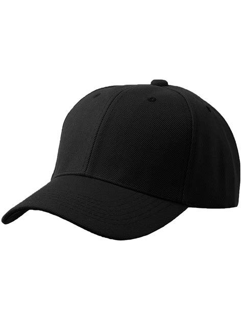 Cap Mens Plain Baseball Cap Adjustable Curved Visor Hat Black