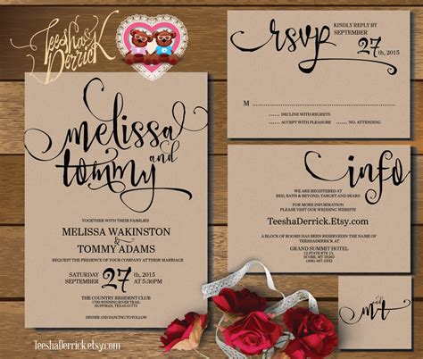 Printable Wedding Invitation Suite W0346 Consists Of