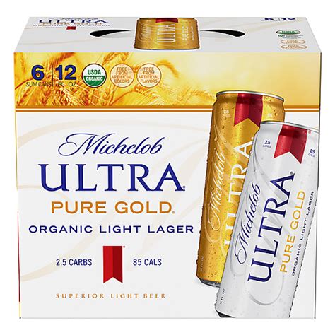 Michelob Ultra® Pure Gold® Organic Light Lager 6 Pack 12 Fl Oz Cans
