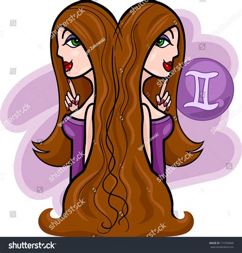 Cartoon color characters people and zodiac signs set astrology horoscope concept flat. Illustration Beautiful Twins Women Cartoon Characters ...