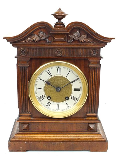 Antique German 8 Day Mantel Clock Carved Walnut Lenzkirch Striking Mantle Clock Mantle Clock