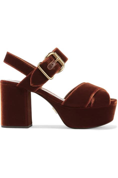 Enjoy free us shipping on all orders. Prada Womens Velvet platform sandals Brown, Brown Sandals ...