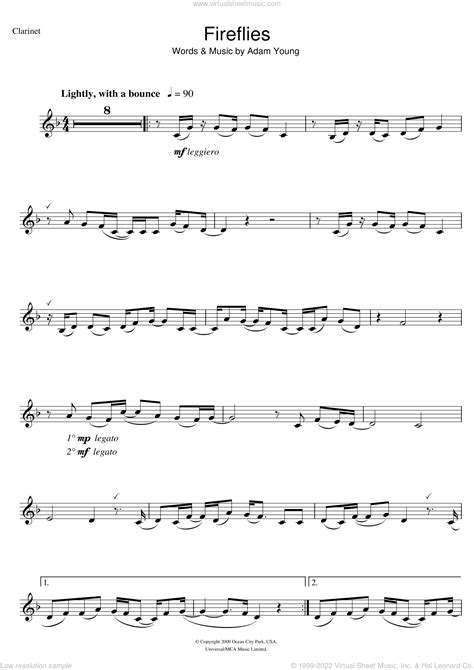 City Fireflies Sheet Music For Clarinet Solo Pdf