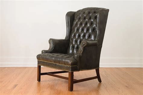 Great savings & free delivery / collection on many items. Tufted Green Leather Wing Chair in 2020 | Leather wingback ...