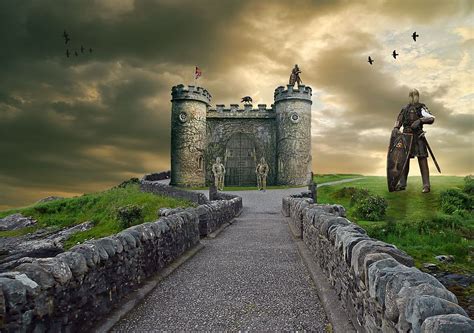 Hd Wallpaper Knight Castle Fantasy Landscape Medieval Fortress