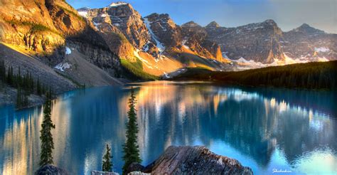 Landscape Photography Of Body Water Moraine Lake Hd Wallpaper