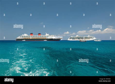 Two Cruise Ships In Harbor In Blue Caribbean Water Holidays Travel On