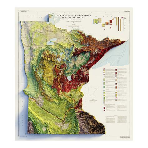 Minnesota 1982 Shaded Relief Map Relief Map Map Minnesota