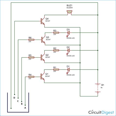 It does this by turning on and off a water pump depending on the status of the how the water level controller circuit works? Water Level Indicator Alarm Circuit | Esquemas eletrônicos ...