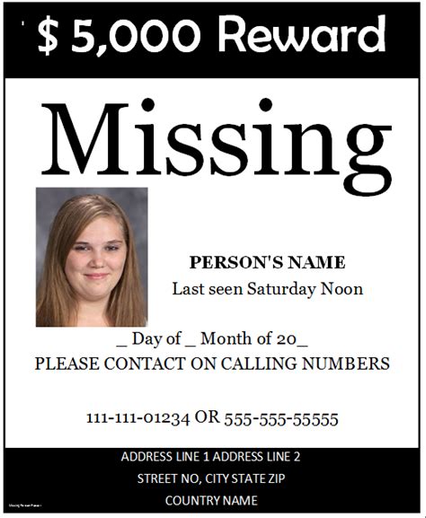 Missing Person Template Free