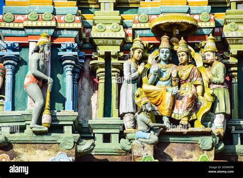 Hindu Temple Carvings Madurai India Stock Photo Alamy