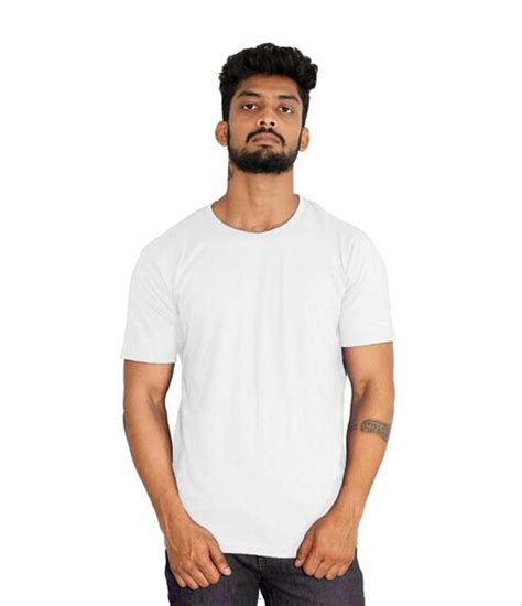White Cotton Plain T Shirt For Men Round Neck At Rs 155 In New Delhi