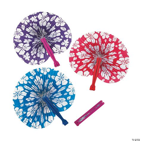 Hibiscus Folding Hand Fans 12 Pc Oriental Trading