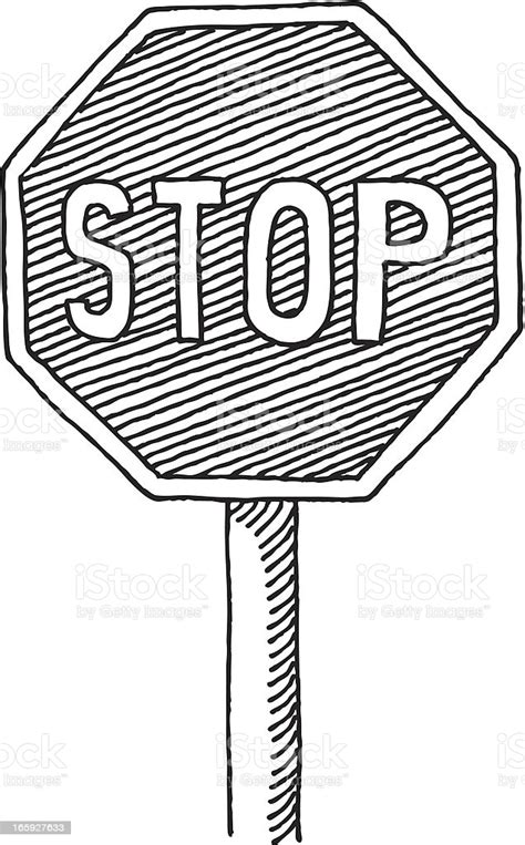 Coronavirus stop sign symbol set on white transparent background. Stop Sign Drawing Stock Illustration - Download Image Now ...