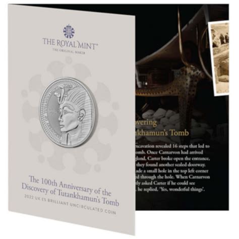 2022 United Kingdom Uk £5 Bu Coin Discovery Of Tutankhamuns Tomb 100