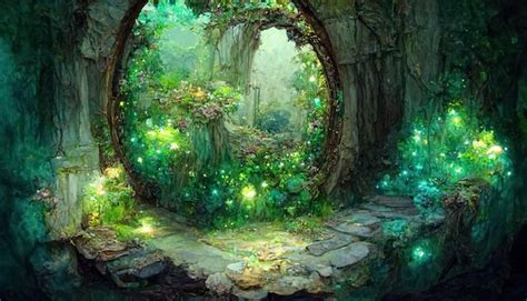 Premium Photo Fantasy Magic Portal In Mystic Fairy Tale Forest Fairy