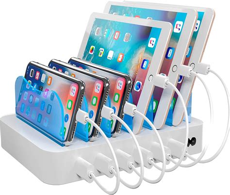 Hercules Tuff Charging Station for Multiple Devices - 6 USB Fast Ports - Short Cables Included ...