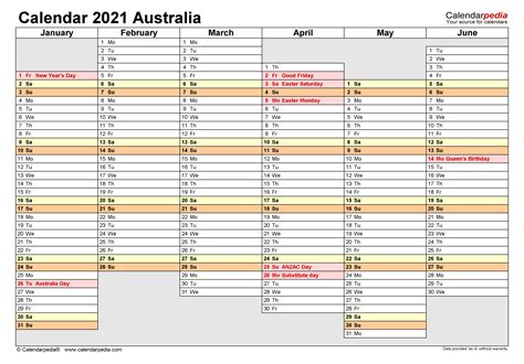 Australia Calendar 2021 Free Printable Pdf Templates Easter Eggs On Jeeps