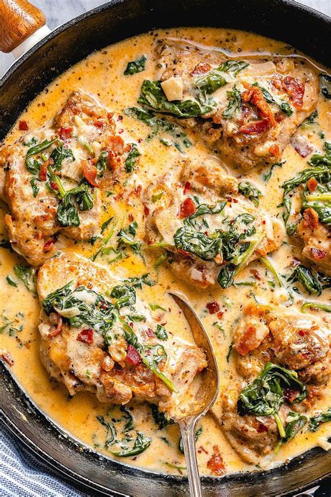 Creamy Garlic Butter Chicken With Spinach And Bacon Chicken Recipe