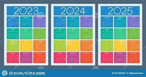 Calendario Colorato Per Il 2023 2024 E 2025 Anni La Settimana Inizia