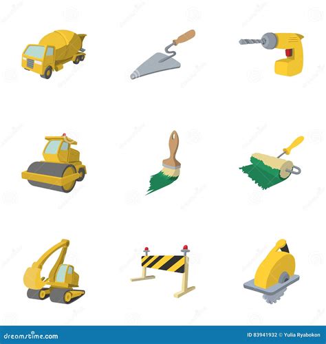 Set Of Building Tools Buildings Tools Icons Set Flat Design Symbols