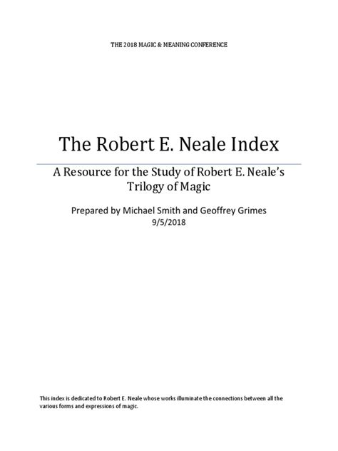 A Resource For The Study Of Robert E Neales Trilogy Of Magic Pdf