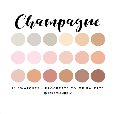 Champagne Procreate Color Palette Hex Codes Gray Pink Peach Brown
