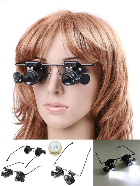 [visit to buy] 20x magnifier magnifying led lights double eye glass loupe lens jeweler watch