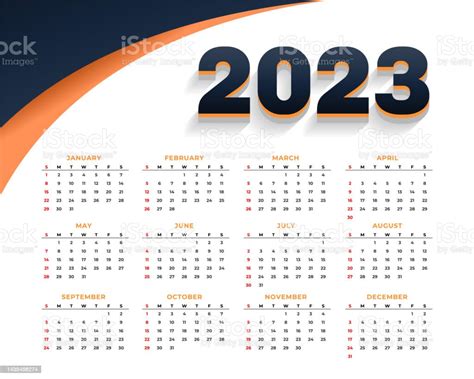 Templat Kalender 2023 Yang Dapat Dicetak Untuk Meja Kantor Ilustrasi